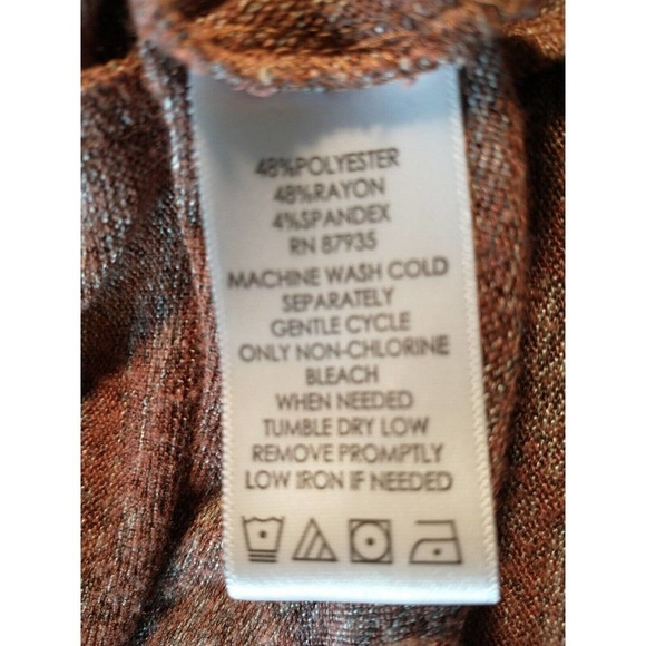 LOGO Lori Goldstein Women's Sz Large Rust Clay Slouchy Vest Open Cardigan Fall - Picture 6 of 6